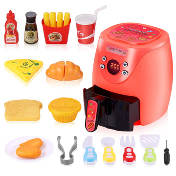 GAGAKU Toy Air Fryer Kids Play Kitchen Playset Accessories,Chefs Pretend Play Food Toys Oven with Light & Sound and Play Food Gr