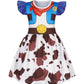 Eledobby Jessie Dress Girls Cowgirl Costume Princess Jessie Dress Up Halloween Birthday Party Outfit 7-8Years