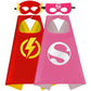 Mizzuco Superhero Capes For Kids Cloak With Mask Halloween Costumes And Party Dress Up Gift 2Pcs(Red+Pink