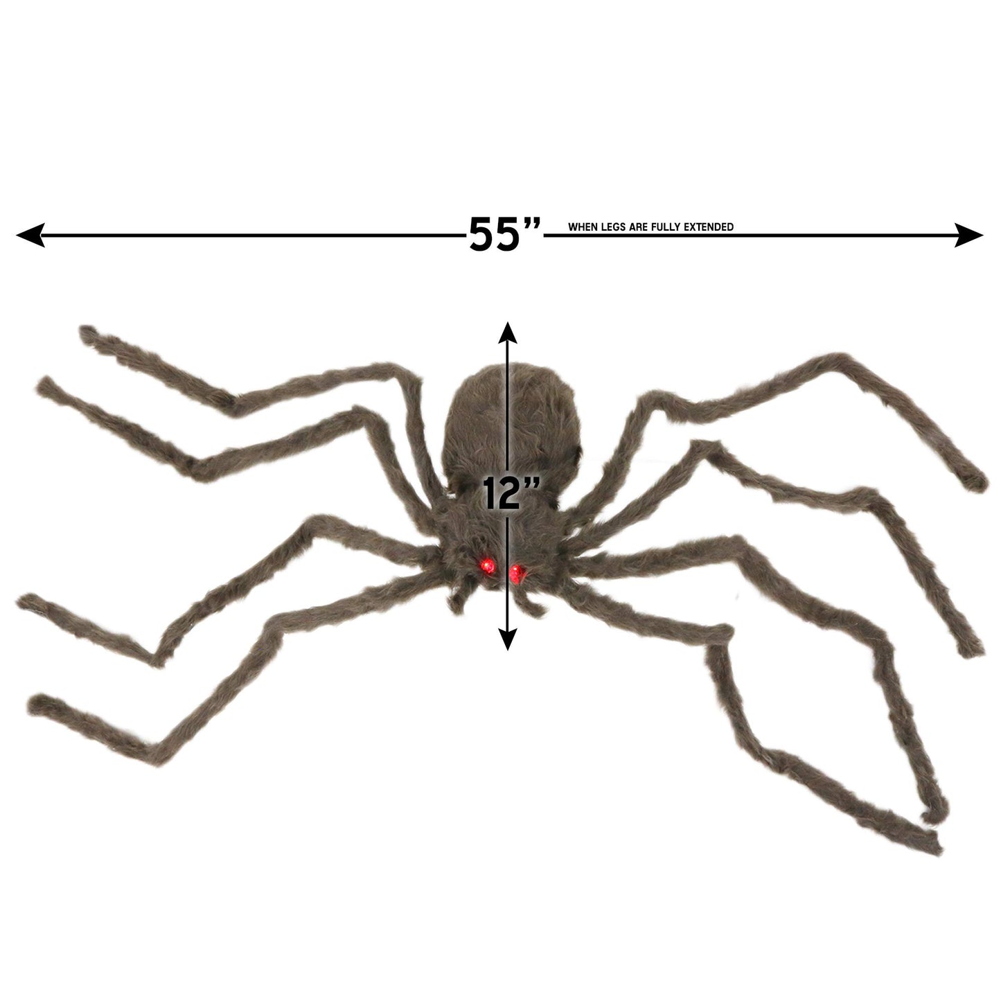Big Mo's Toys Creepy Spider - Realistic Black Tarantula with Red LED Eyes
