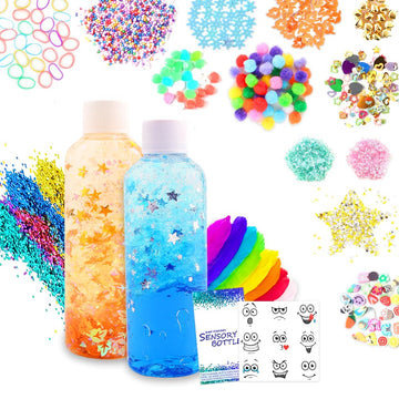 Vmnlooking Sensory Bottles Kits Supplies Sensory Toys For Toddlers1-3, Calm Down Corner Supplies With Glitter,2 Fun Containers A