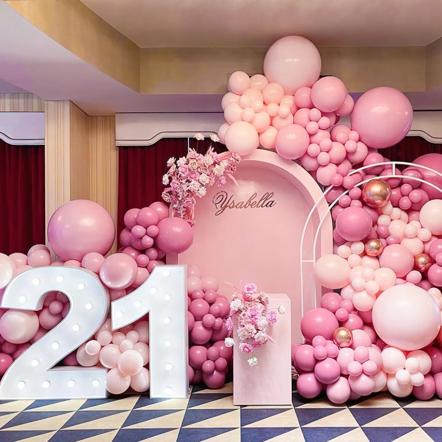 Partywoo Boho Pink And Rose Gold Balloons, 140 Pcs Boho Pink And Metallic Rose Gold Balloons Different Sizes Pack Of 18 Inch 12 Inch 10 Inch 5 Inch For Balloon Garland Or Arch As Party Decorations