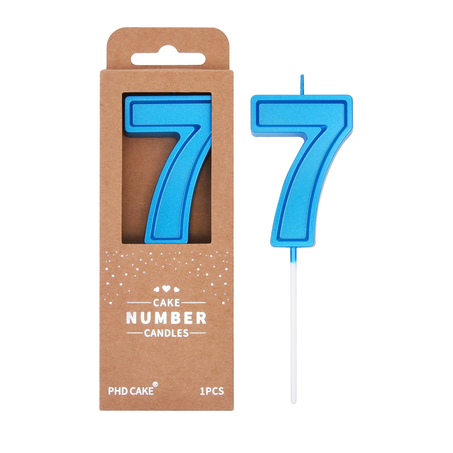 PHD CAKE 2.76 Inch Luxe Blue 7 Number Birthday Candles, Blue Number Candles, Cake Number Candles, Party Celebration