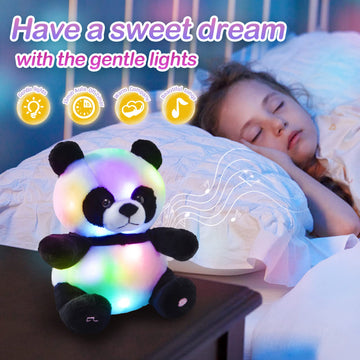Bstaofy Musical Light Up Panda Stuffed Animal Realistic Led Soft Plush Toy With Night Lights Glow In The Dark Birthday For Toddler Kids