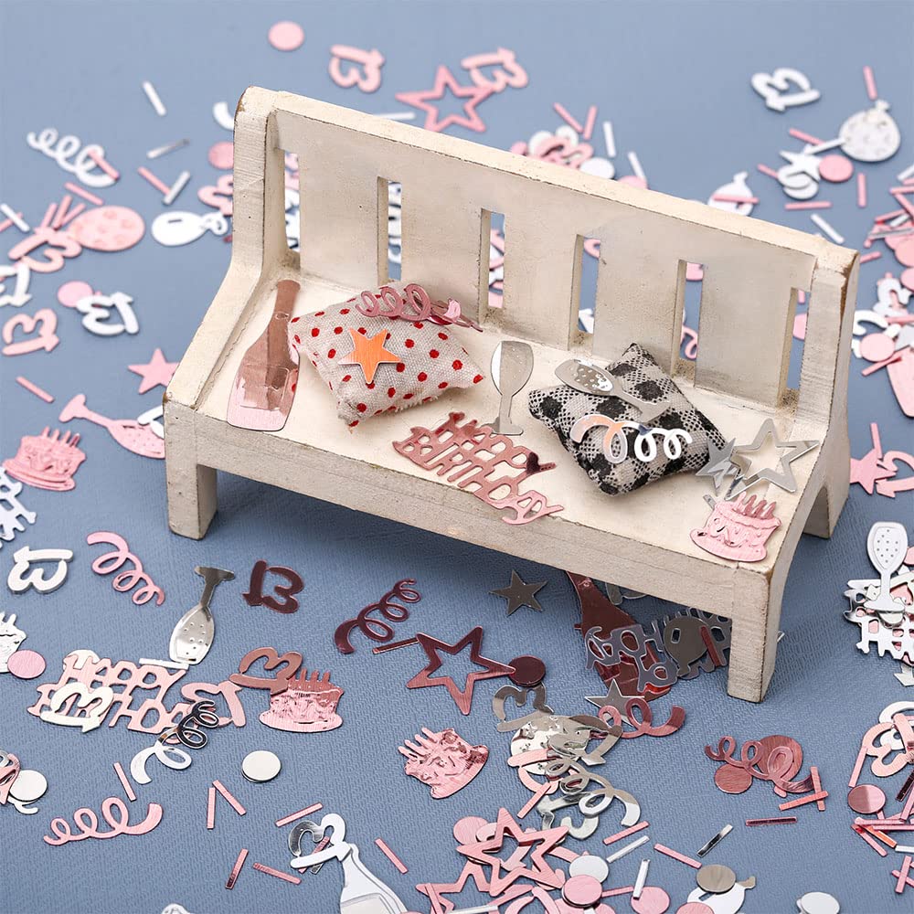 13th Birthday Confetti Rose Gold Number13 Happy Birthday Party Confetti Metallic Foil Balloon Star Birthday Cake Table Scatter C