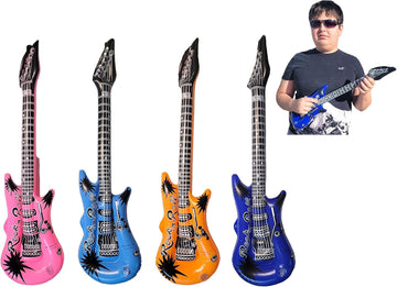 Rock Inflatable Mini Guitars (23 Inches) Vinyl. Perfect Party Favor, Dj Dance 80S Rocker (8)