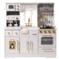 Robud Play Kitchen For Kids, Wooden Play Kitchen Set With Plenty Of Realistic Play Features, Toy Kitchen With Ice Maker, Coffee 