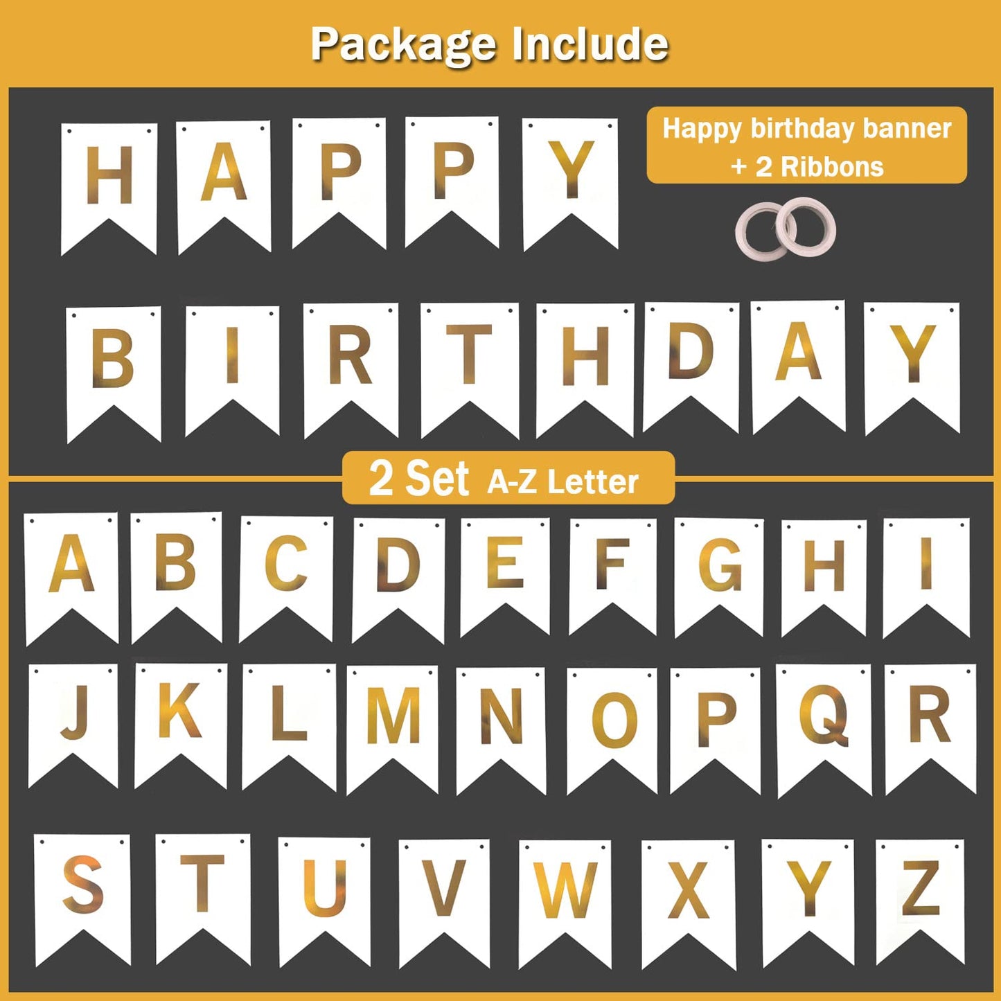 Uorbmaio White Happy Birthday Bunting Banner With Name Banner: Ideal Birthday Party Decorations Favor