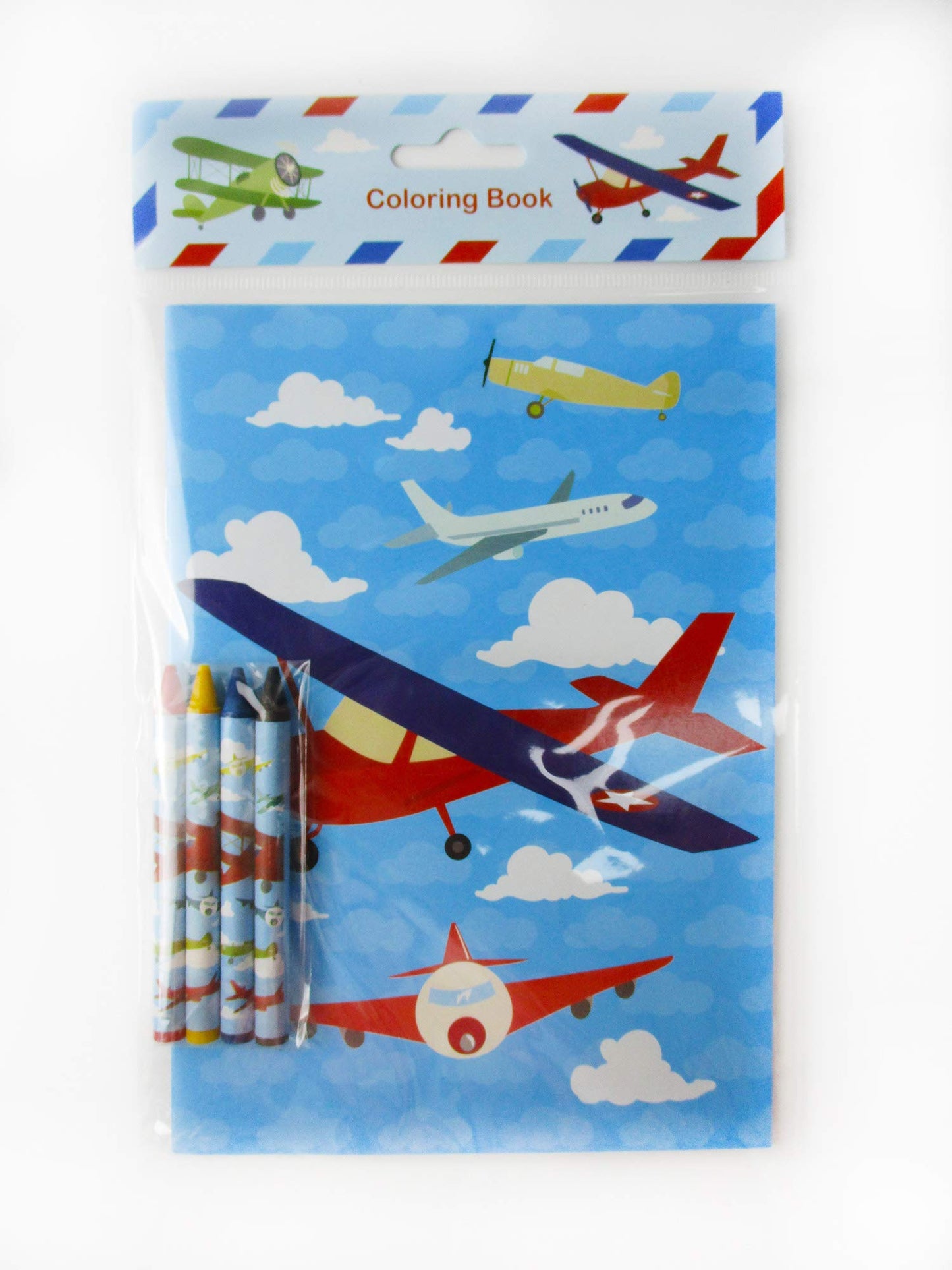 TINYMILLS Airplane Coloring Book Set with 12 Coloring Books and 48 Crayons Airplane Birthday Party Supplies Favor Bag Filler Car