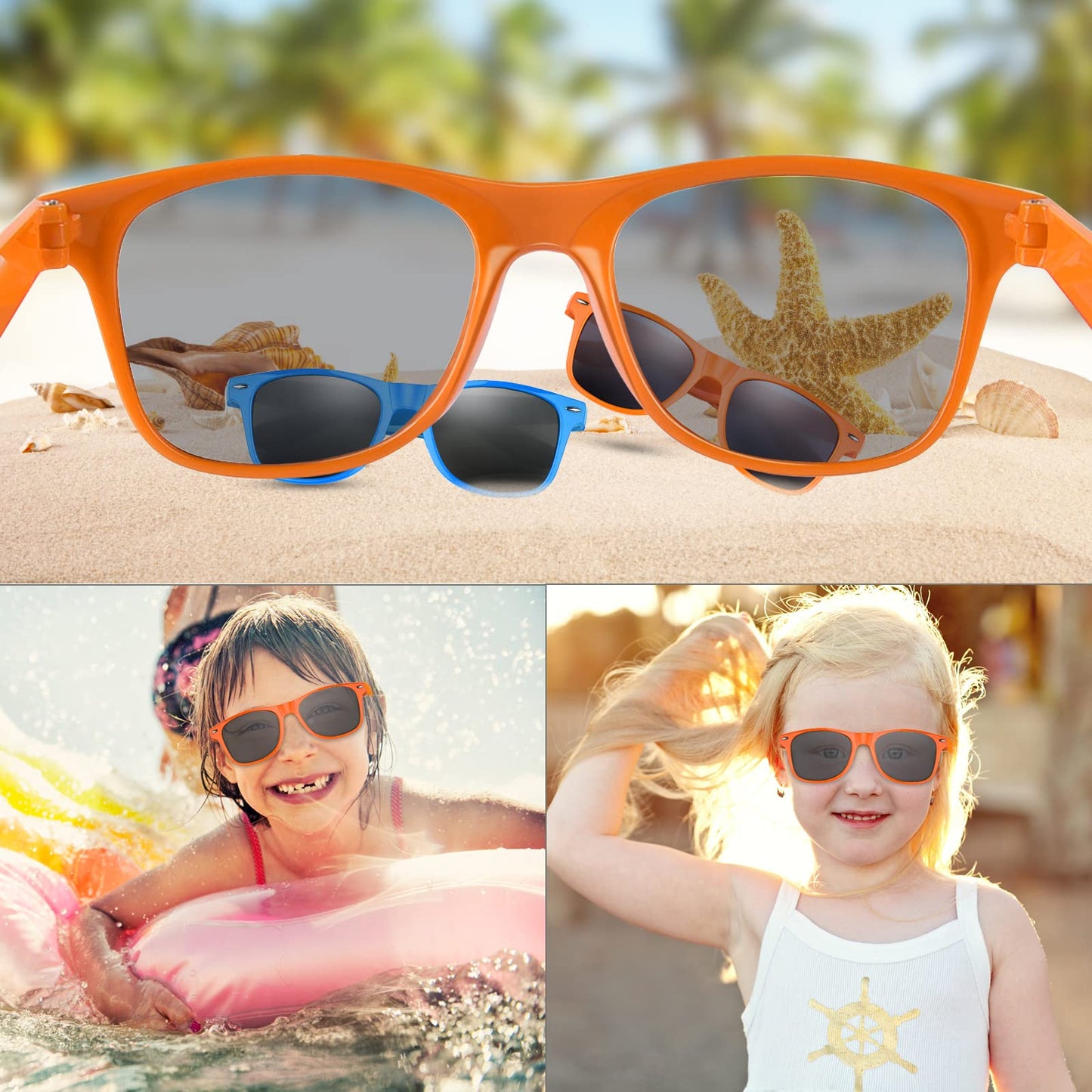 Fepito 30 Pieces Party Sunglasses Bulk For Birthday Party Supplies Treat Bag Fillers For Beach Pool Party Toys, Orange