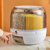 Vbm Airtight Food Storage Containers Rice Dispenser Countertop Cereal Grain Pulses Container Sets 6 Grids Rotating Canisters Wit