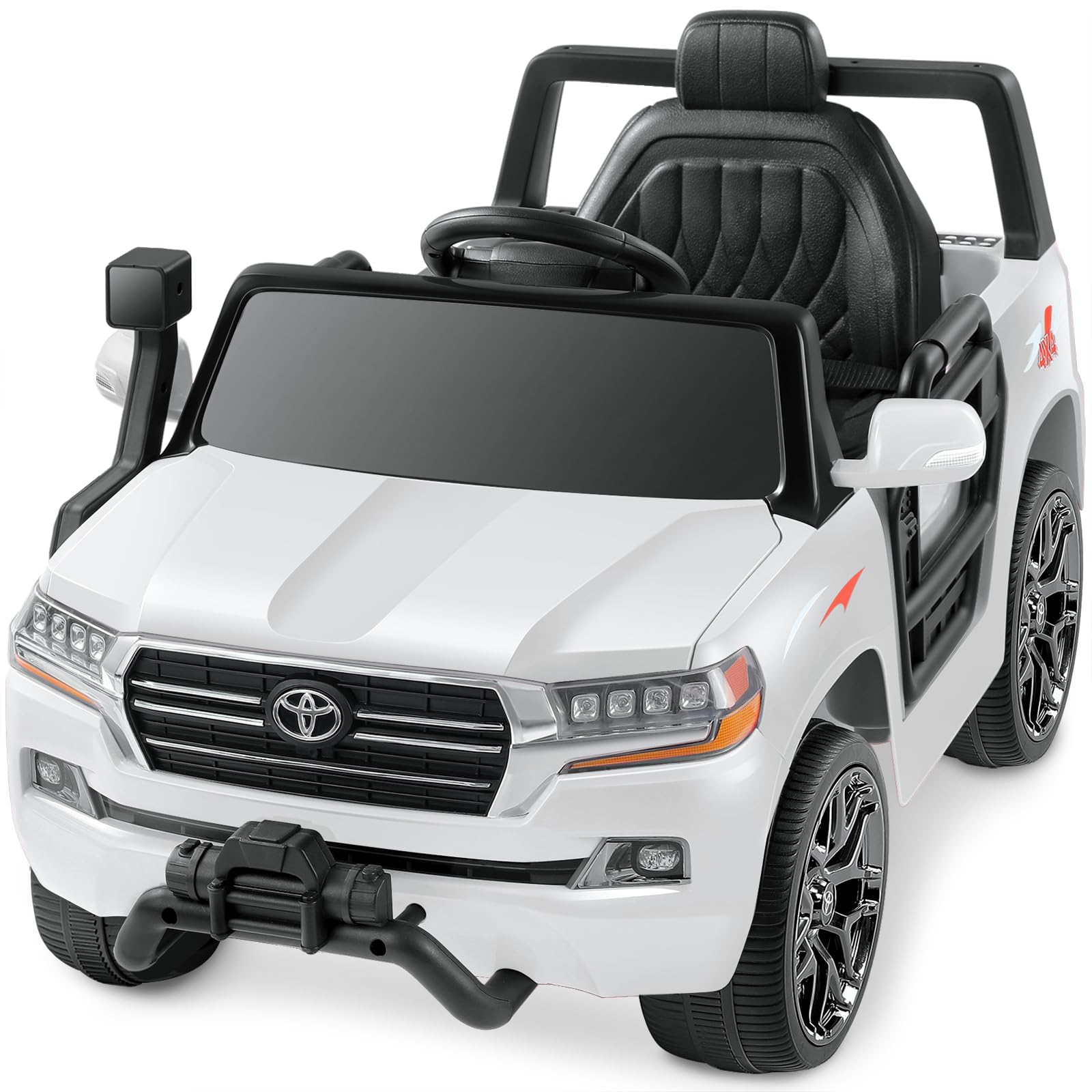 Elemara Toyota Ride On Car For Toddler, 12V7Ah Electric Car For Kids With Remote Control,Diy Building Blocks & Storage Area,Kid Driving Car, Electric Vehicles For Kids, 3.5Mph,3 Speeds,Bluetooth-White