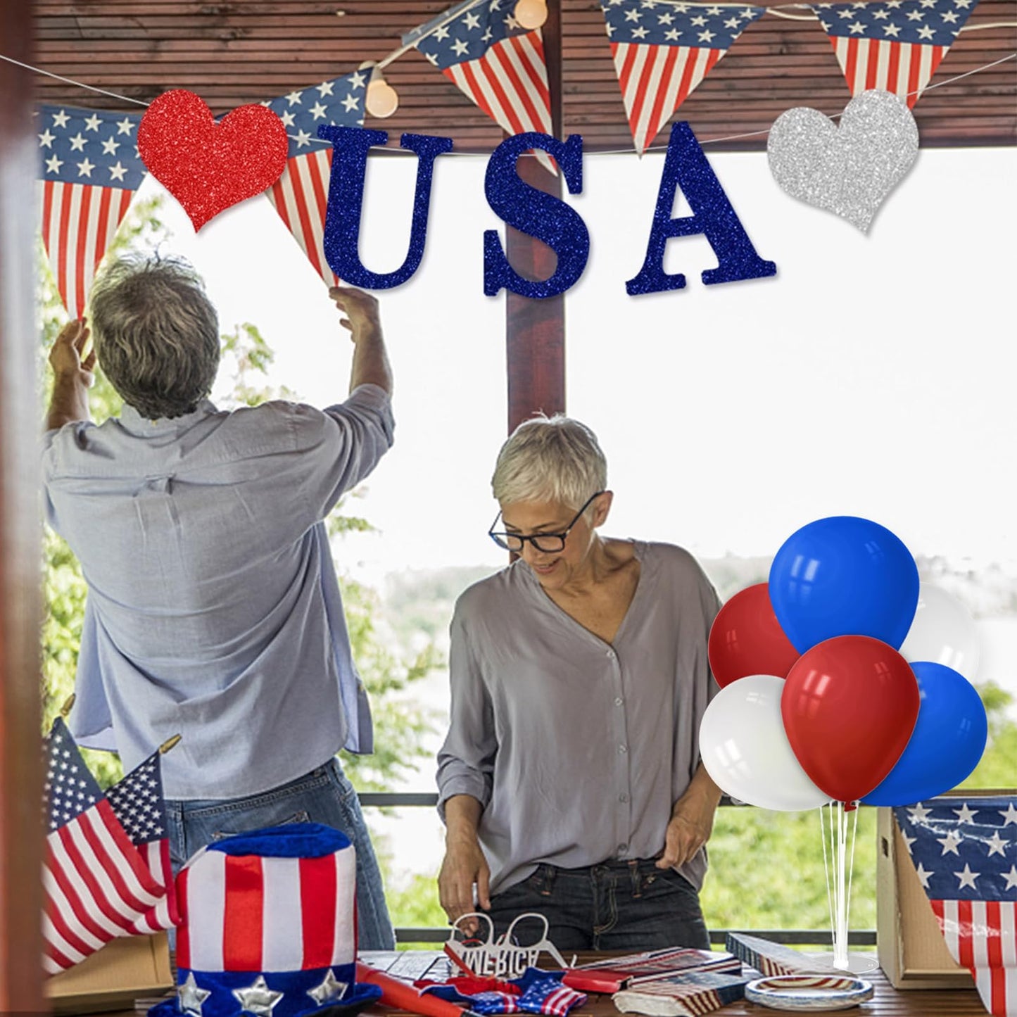 Zjdhpty Red White And Blue Balloon Stand Centerpiece Table Decorations For 4Th Of July Father'S Day Graduation Birthday Party De