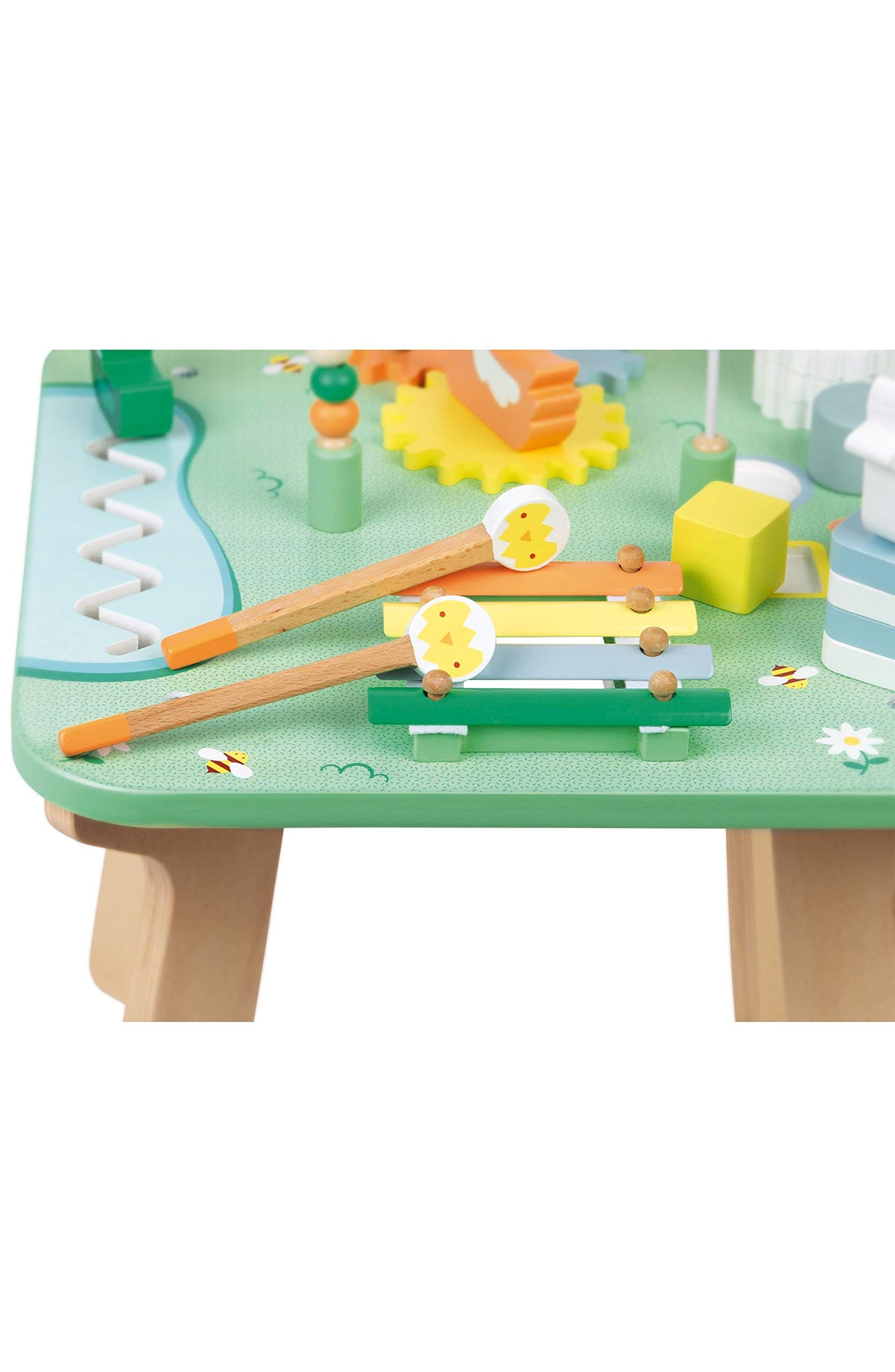 Janod Wooden Pretty Meadow Activity Table - 21.1'' Tall - Ages 12 Months+ - J05327