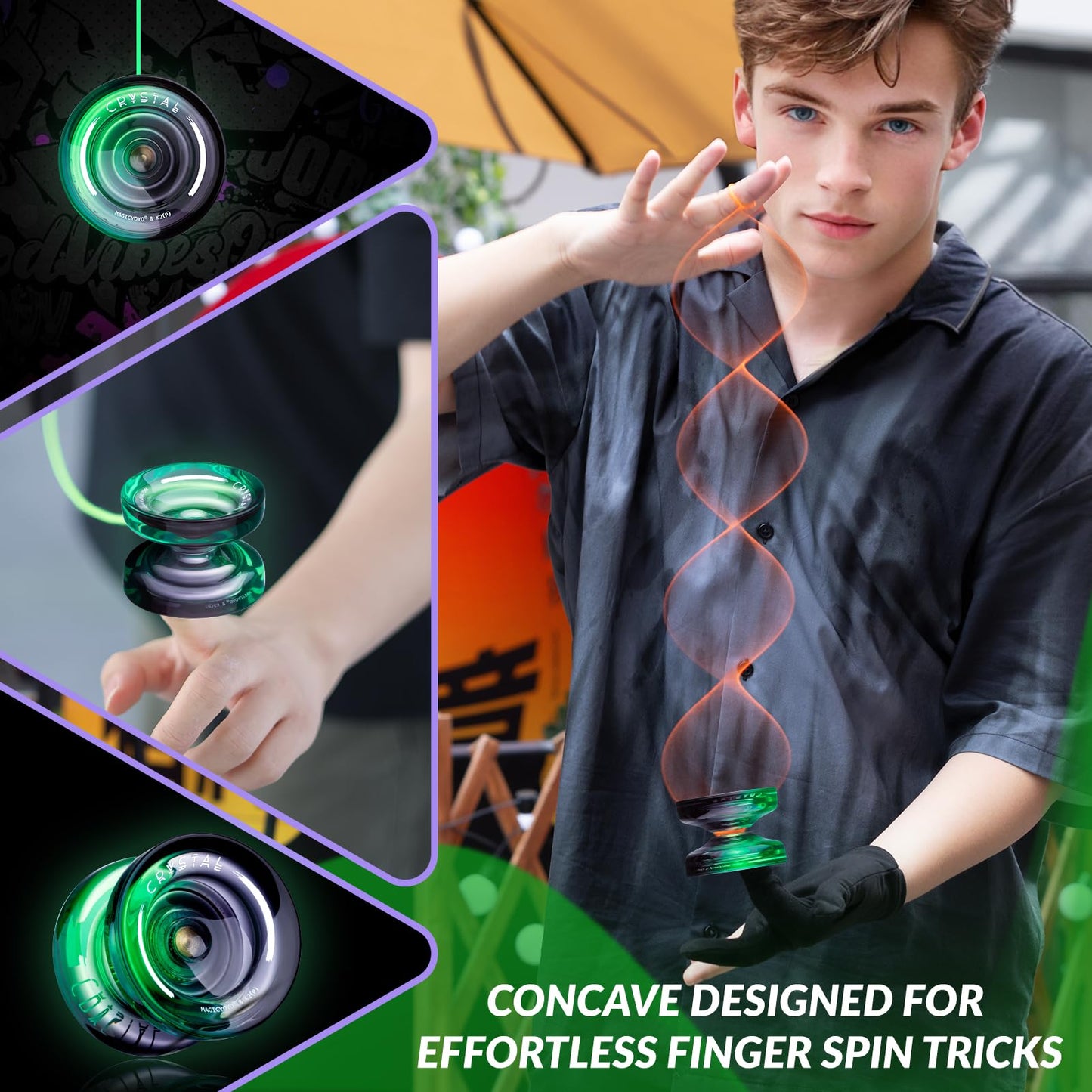 Yoyo K2 Crystal - Professional Responsive Yoyo For Kids Beginners, Dual Function Yo Yo For Adults Advanced + Extra Unresponsive