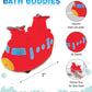 Dollibu Sea Knight Helicopter Bath Buddy Squirter - Floating Red Chopper Rubber Bath Toy, Water Squirting Bathtime Play For Toddlers, Cute Aircraft Toy For The Bathtub, Beach, & Pool For Girls & Boys