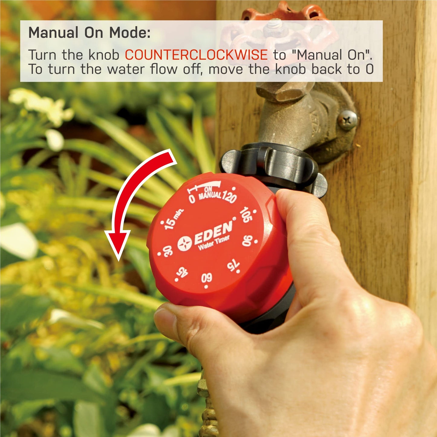 Eden 25118 1-Zone Mechanical Watering Timer, Red, Grey