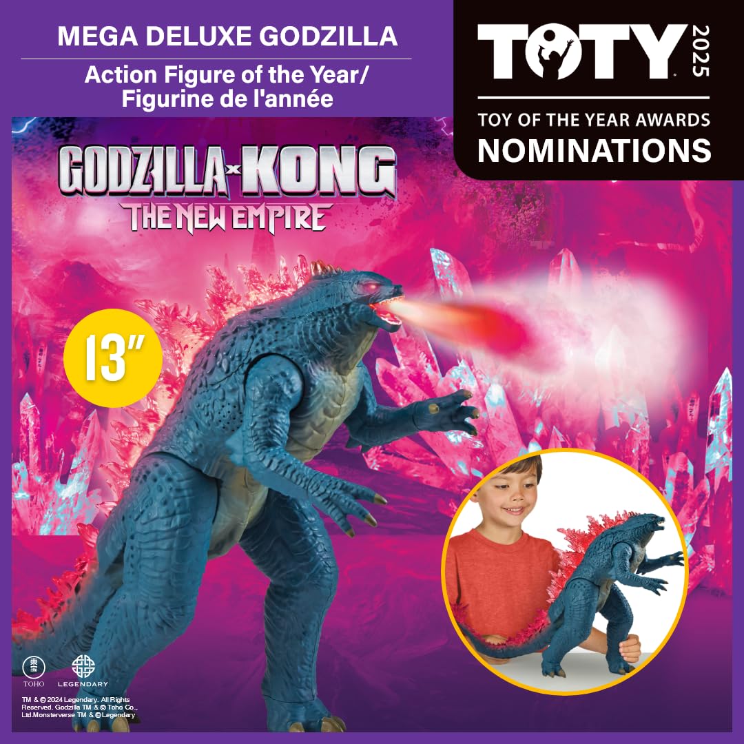 Godzilla X Kong: 13'' Mega Deluxe Heat Ray Misting Breath Godzilla Figure By Playmates Toys