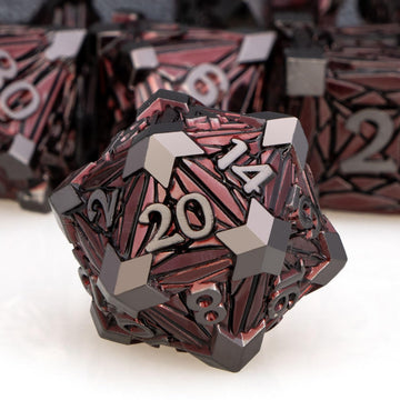 ORIFANTOU Metal DND Dice Set Dungeons and Dragons Dice with Box, Red Debris D&D Dice RPG D and D Dice Role Playing Game Polyhedr