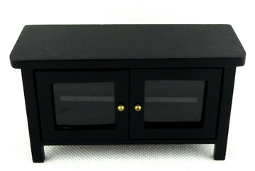 Dollhouse Miniature Black Television Stand