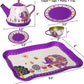 Kiddie Play Tea Set For Little Girls, Pretend Play Tea Party Set, Elephant Design Kids Tin Tea Set With Carrying Case (15 Pcs)