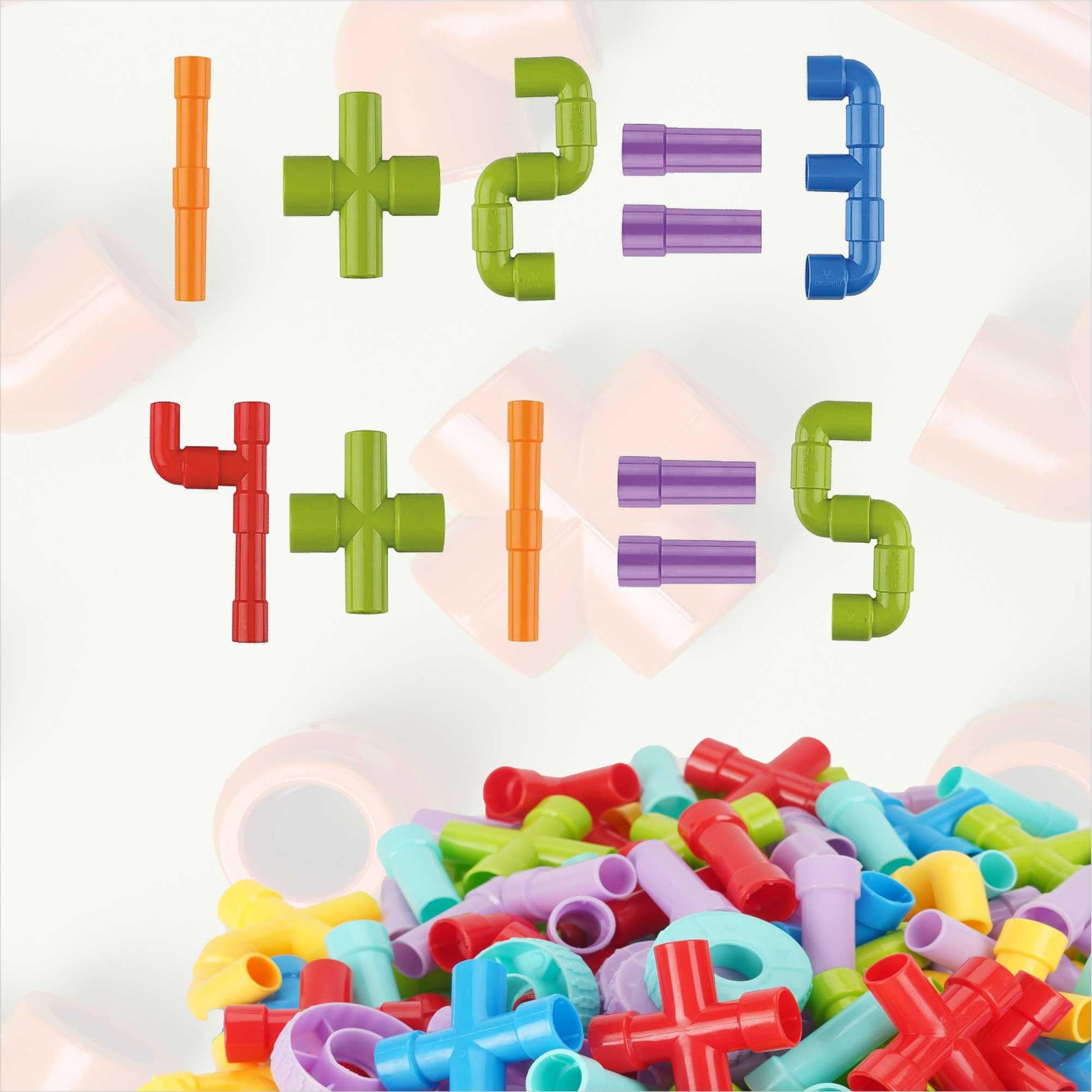 Toymagic Pipe Building Blocks - 520 Pcs, Large Stem Educational Building Set For Kids, Multicolor Interlocking Tubes, Creative C
