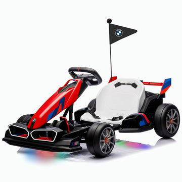 24V 9Ah Electric Go Kart With Adjustable Seat, 7.5 Mph Drift Kart For Kids Age 6-12, 2 * 200W Motors, Drift Mode And 2 Speed, Li
