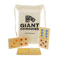 Get Out! Giant Wooden Dominoes 28Piece Set with Bag  Jumbo Natural Wood & Black Numbers  Kids Adults Outdoor Games