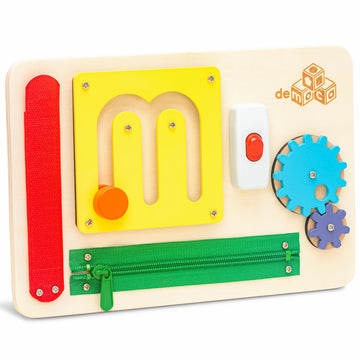 Democa Montessori Busy Board For 1 Year Old - Premium Airplane Toys For Toddlers 1-3, Car Plane Travel Essential, Wooden Toddler Busy Board, Easter Basket Stuffers Gift For Boys & Girls