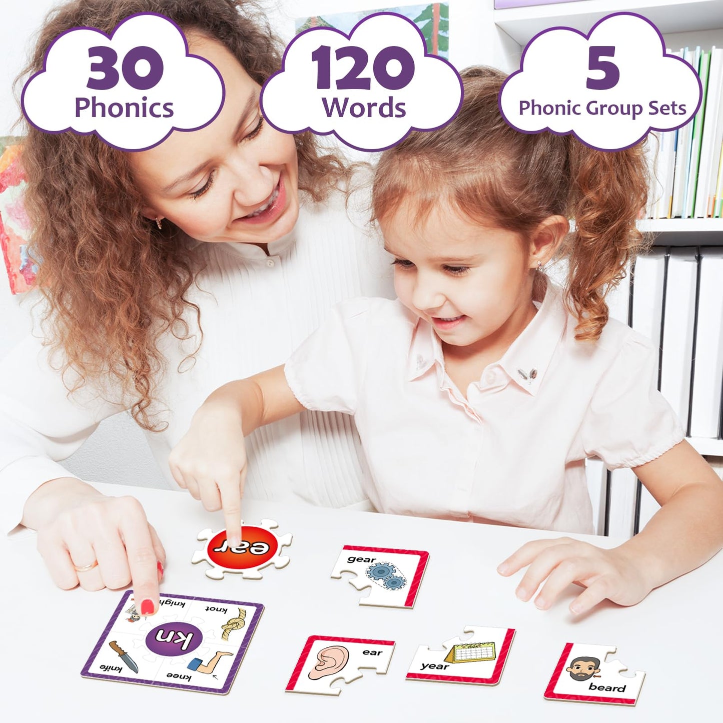 Torlam Phonics Puzzle, Rhyming Games Phonics Games Flash Cards For Kids Toddler, Learn To Read Spelling Reading Sight Words, Trigraphs Site Words For Preschool Kindergarten Homeschool Supplies