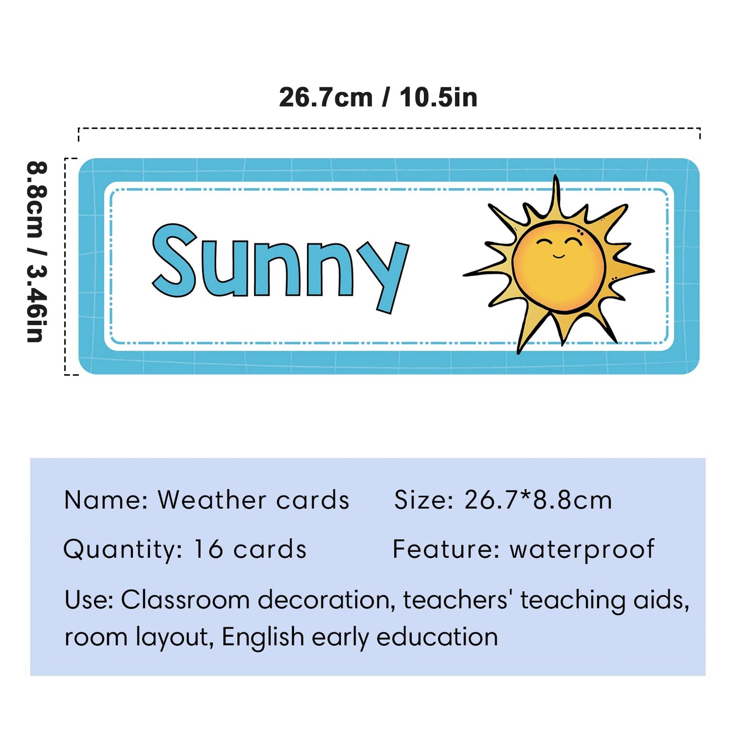 Lachilly 16 Pcs Weather Flash Cards, Headers Subject Titles For Bulletin Board Classroom, Montessori Learning Cards, Kids Educat