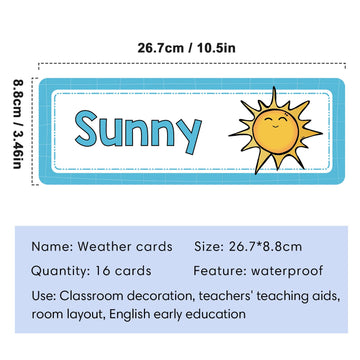Lachilly 16 Pcs Weather Flash Cards, Headers Subject Titles For Bulletin Board Classroom, Montessori Learning Cards, Kids Educat