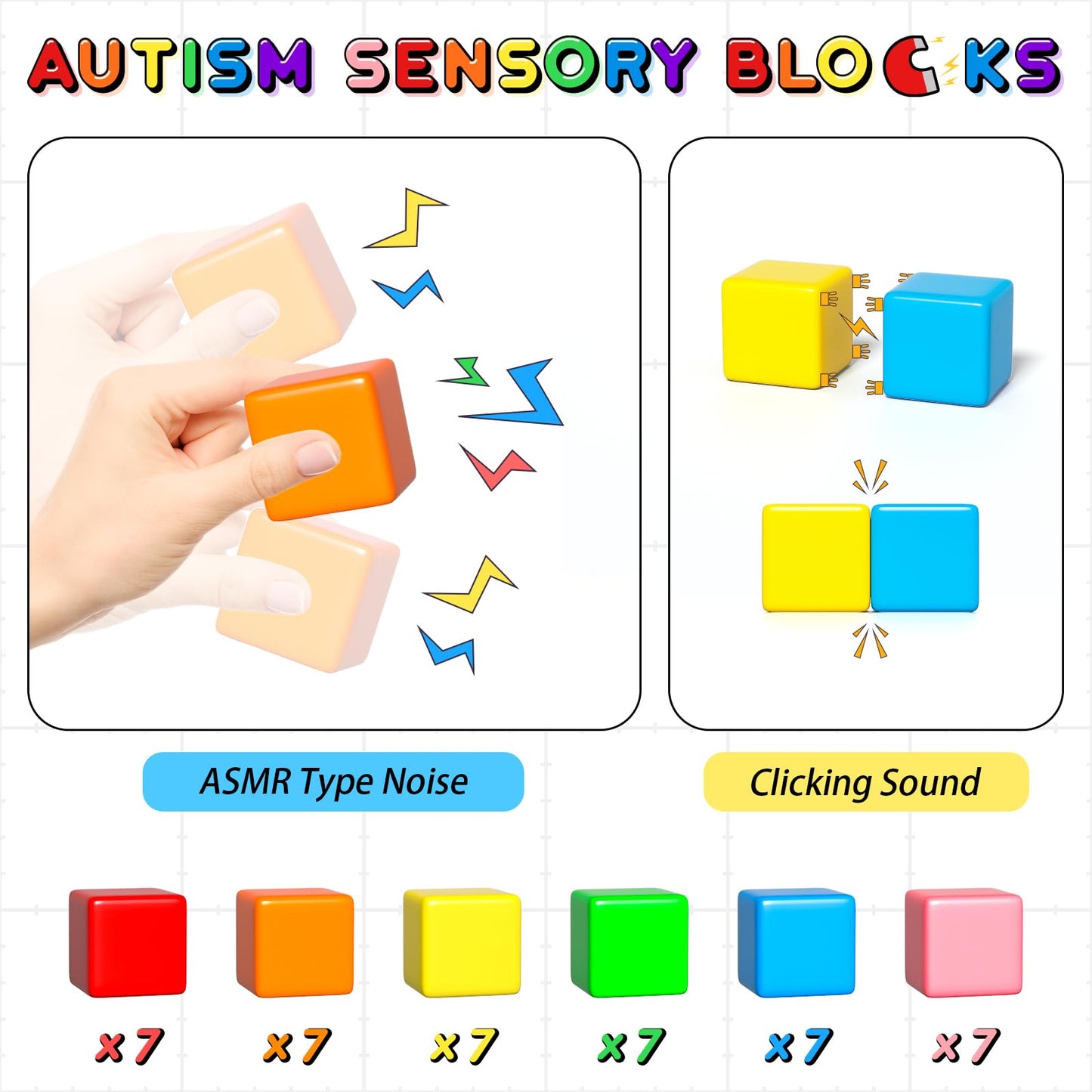 42Pcs Magnetic Blocks, Gifts For 3 4 5 6 Year Old, Magnet Building Blocks For Toddlers, Girls & Boys, Sensory - Montessori - Autism - Magnetic Toys For Kids Ages 3-5 4-8