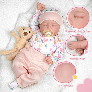 Babeside Lifelike Reborn Baby Dolls Connie - 20-Inch Poseable Sleeping Realistic-Newborn Baby Dolls Girl, Adorable Real Life Baby Dolls With Toy Accessories Gift Set For Kids Ages 3 And Up