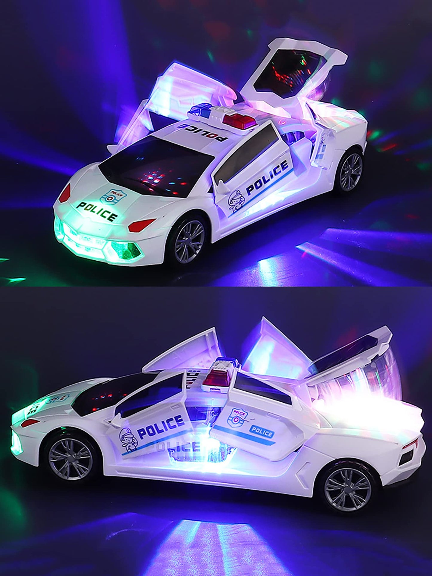 Toy Cars, Police Car Toys For Boys 3-5, Police Car Spinning Toy With Music Lights And Siren, Automatic Door Opening Spin Toy For