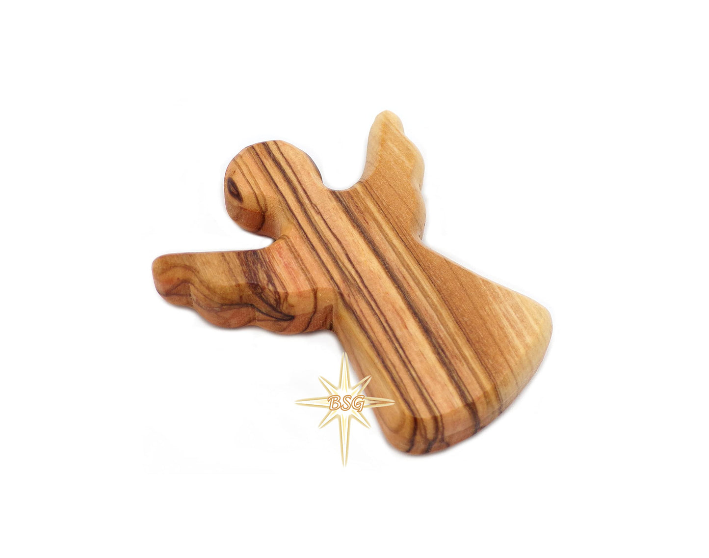 Dacaret Factory Olive Wood Guardian Angel For Hand Palm And Pocket Anti Stress And Anxiety Thumb Stone Comfort Worry Healing (Set Of 2), Brown, Yellow, Unique Grains, 2.4T, 2W