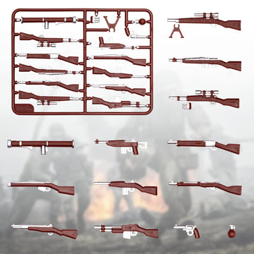 MaozyHomie 63 Pcs US Brown Toy Soldiers Figures Toy Set  US  Pack Military Army Battle  Toy Set Weapon Battle Building Blocks Compatible with Major Brand  3 Years Old and up