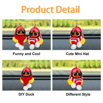 Mumyer Rubber Duck Car Ornaments Yellow Duck Car Dashboard Decorations For Christmas Decor With Mini Helmet Scarf And Sunglasses