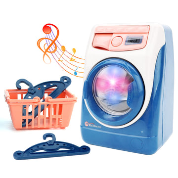 Deao Washing Machine Toy For Kids Dollhouse Furniture Pretend Play Household Appliance Realistic Sounds With Lights Laundry Play
