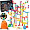 Meland Marble Run - 208Pcs Marble Maze Game Building Toy For Kids, Marble Track Race Set & Stem Learning Toy Gift For Boy Girl Age 4 5 6 7 8 9+(142 Pcs + 60 Glass + 5 Led Lighted Marbles)