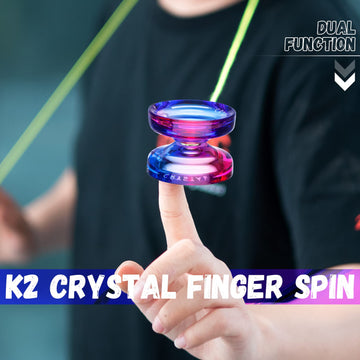 Magicyoyo K2 Crystal Yoyo 2 Pack, Professional Responsive Yoyo For Kids Beginner, Dual Purpose Yo Yo With Unresponsive Yoyo Bearing For Advanced +12 Yoyo Strings+2 Holes Yo-Yo Case(Gradient+Black)