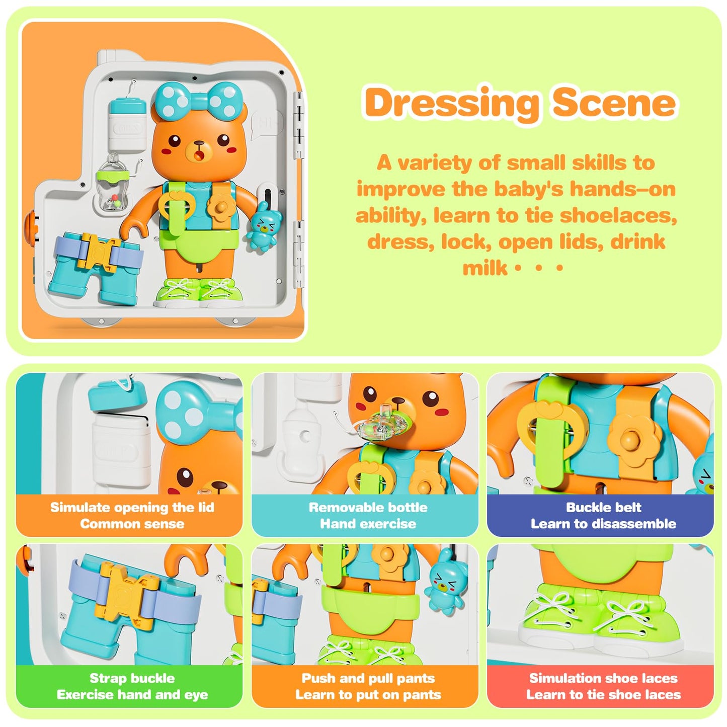 Hangrui Montessori Toys for 1 Year Old, Musical Busy Board, Learning Sensory Toddler Toys for 1-3, Motor Skills Developmental To