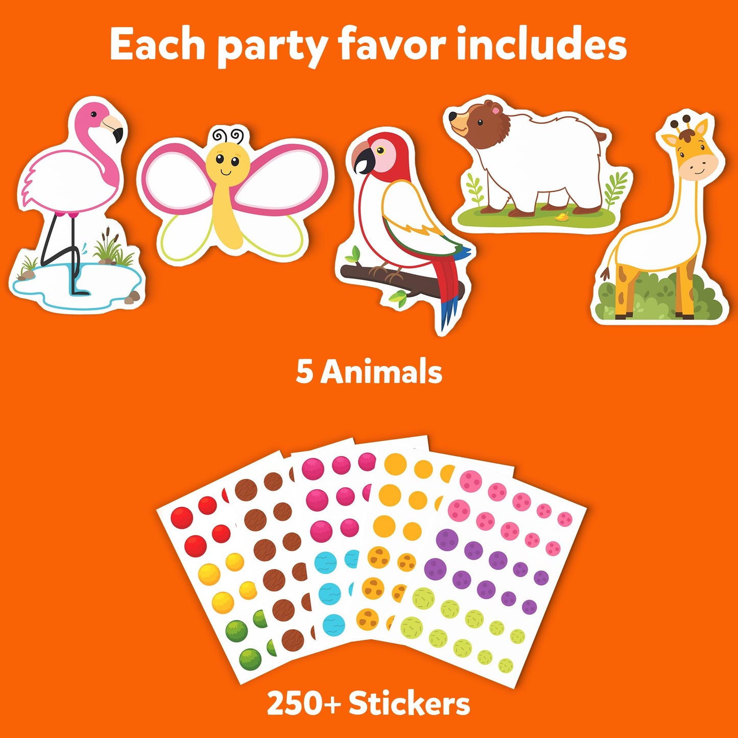 Skillmatics Party Favors (Pack of 15) - Dot It Animals, Gifts for Classrooms, No Mess Sticker Art for Kids, Goodie Bags, DIY Act