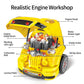 Deejoy Large Truck Builder Kit for Toddlers 3-5, Yellow Mechanic Workshop Set with Light & Sound, Removable Engine, 15.3x18.7 Inch