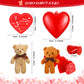 Civaner 48 Pcs Valentine Mini Bear Stuffed Plush Animal Keychain Decoration Heart Box With Valentines Cards For Classroom Exchan