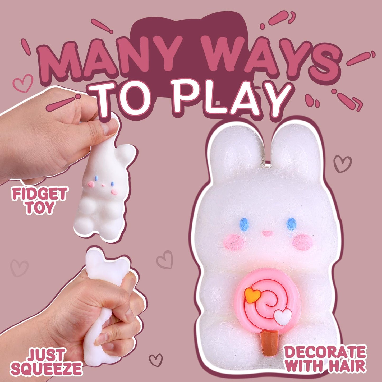 Fotn Handmade Cute Taba Squishy Toys, Ultra Soft Squishy Toys, Silicone Squeeze Toys, Gifts (Rabbit)