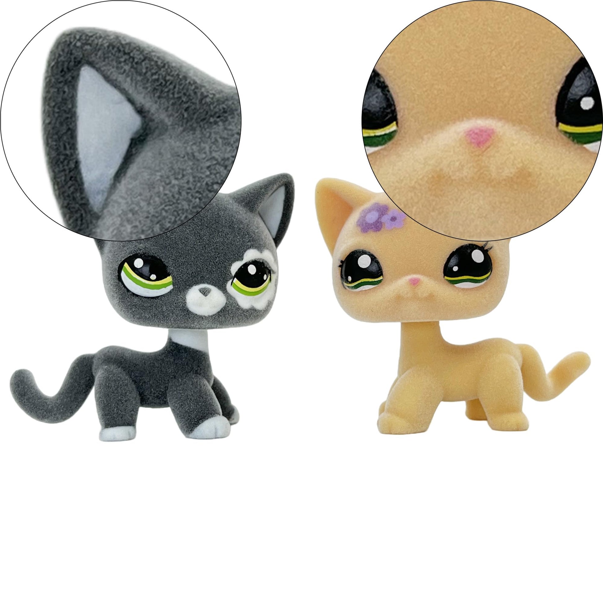 2pcs Custom-Made Flocked Animal Figure Fuzzy Collie Great Dane Dachshund Cocker Spaniel Dog Short Hair cat Old Pet Shop Toy Birt