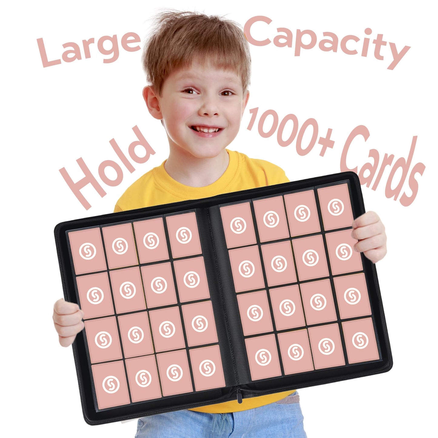 1000+ Pockets Trading Card Binder  enhanced 16 Pocket Card Binder  Ringless Side Loading Collection Album Holder Folders for MTG  TCG  Game Cards & Sports Cards (Pink)