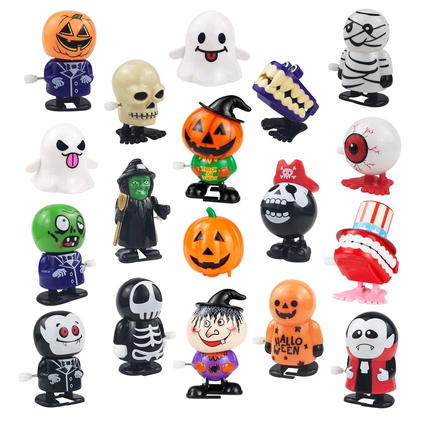 18 Pcs Halloween Wind Up Toys For Kids, Assorted Novelty Jumping And Walking Clockwork Toys For Halloween Party Favors Supplies, Assortment Toys For Trick Or Treat Halloween Goody Bag Filler
