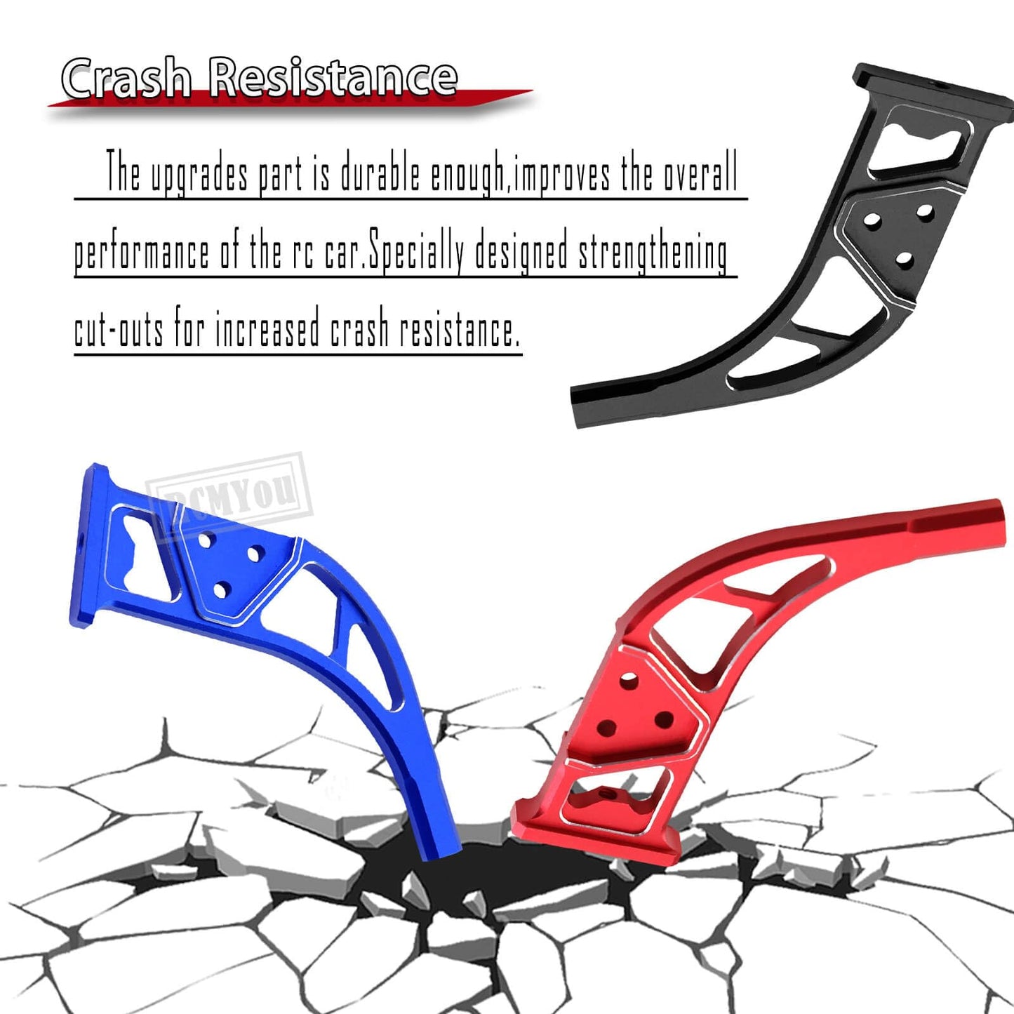 RCMYou Aluminum Rear Wing Mount Upgrades Part for ARRMA 1/7 Infraction 6S BLX Limitless,2PCS Alloy Rear Wing Body Mount Support